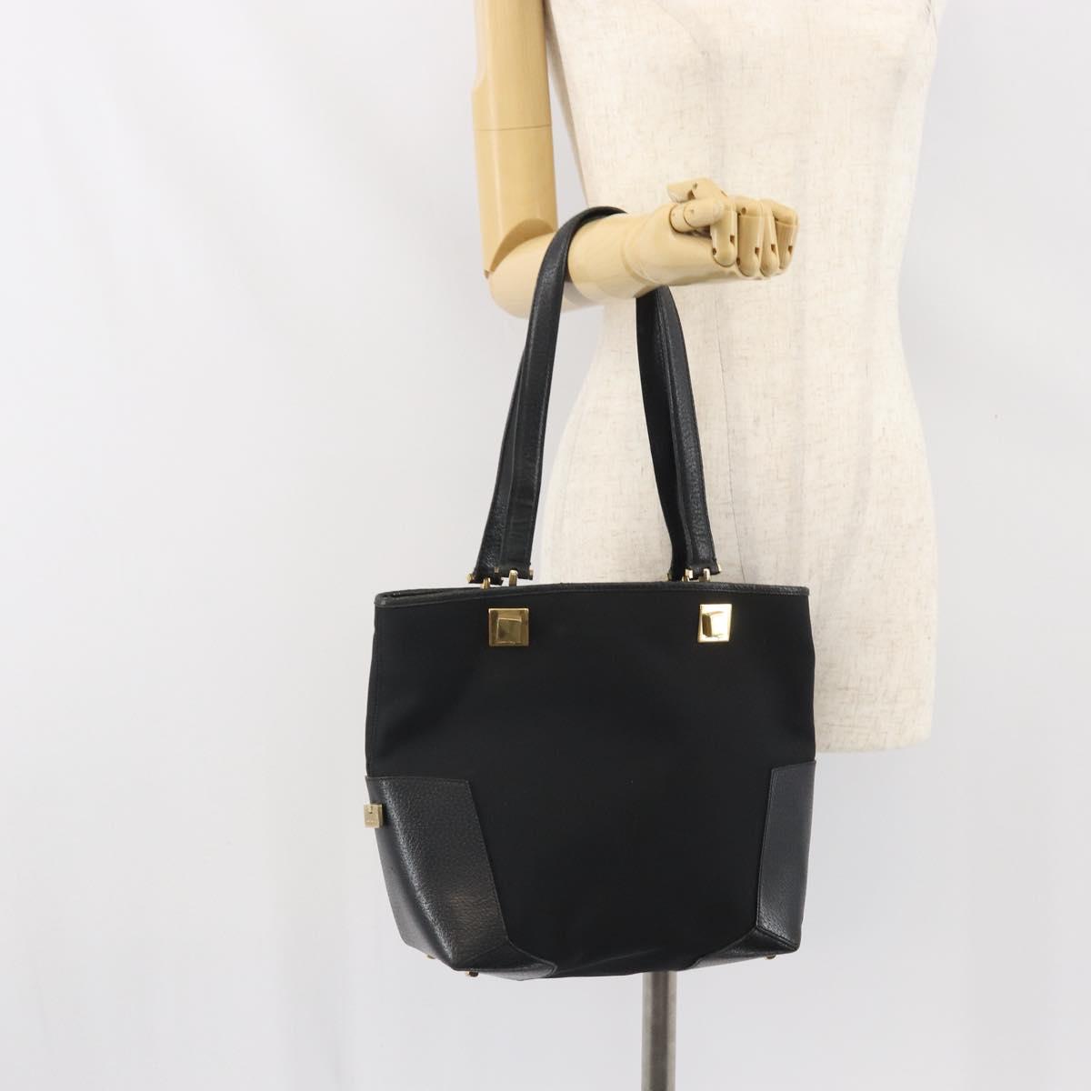 Salvatore Ferragamo Tote Bag Canvas Black Gold Auth BA10431