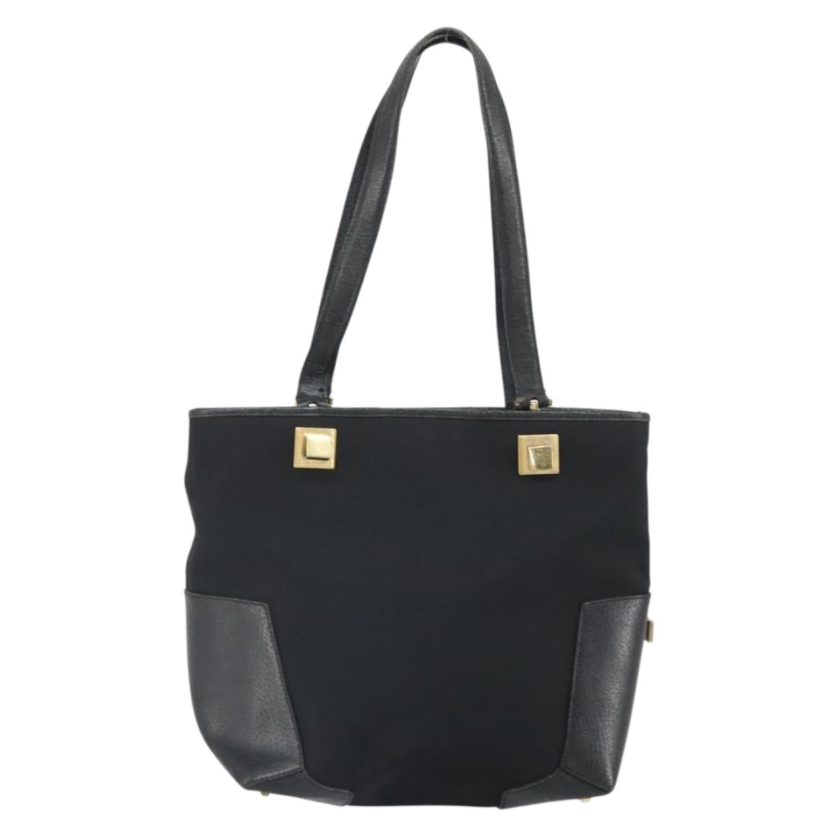 Salvatore Ferragamo Tote Bag Canvas Black Gold Auth BA10431