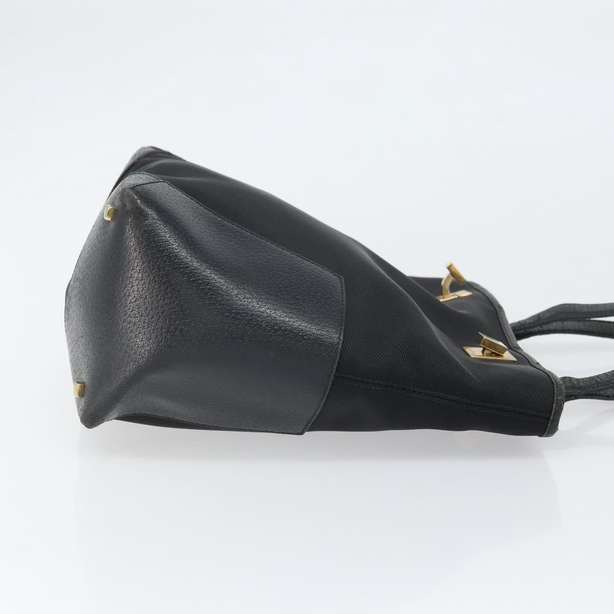Salvatore Ferragamo Tote Bag Canvas Black Gold Auth BA10431