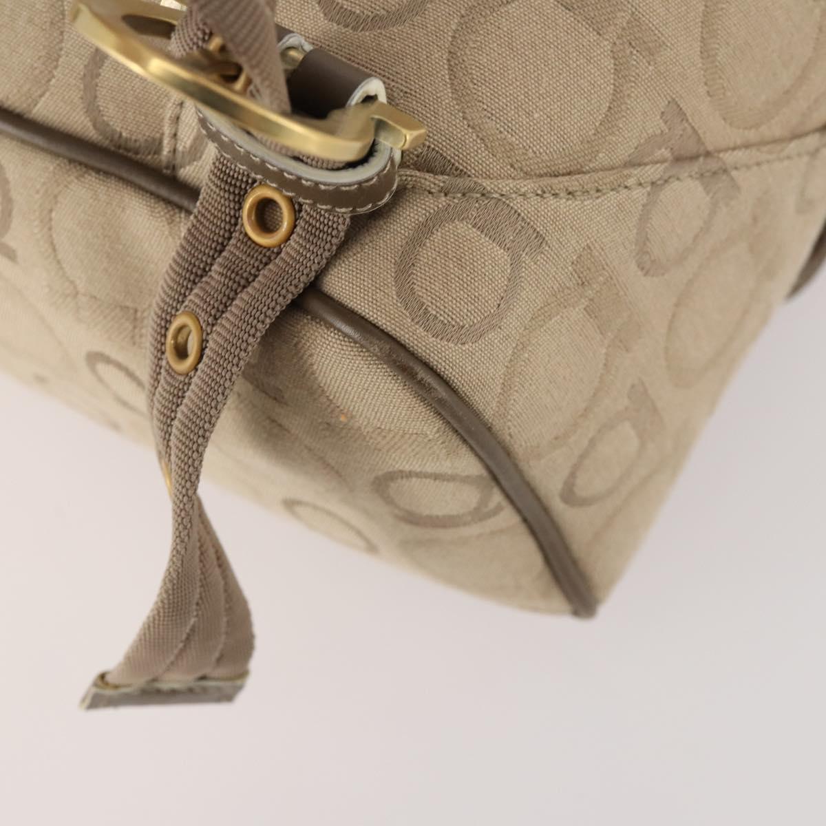 Salvatore Ferragamo Gancini Backpack Canvas Beige Gold Auth BA10432