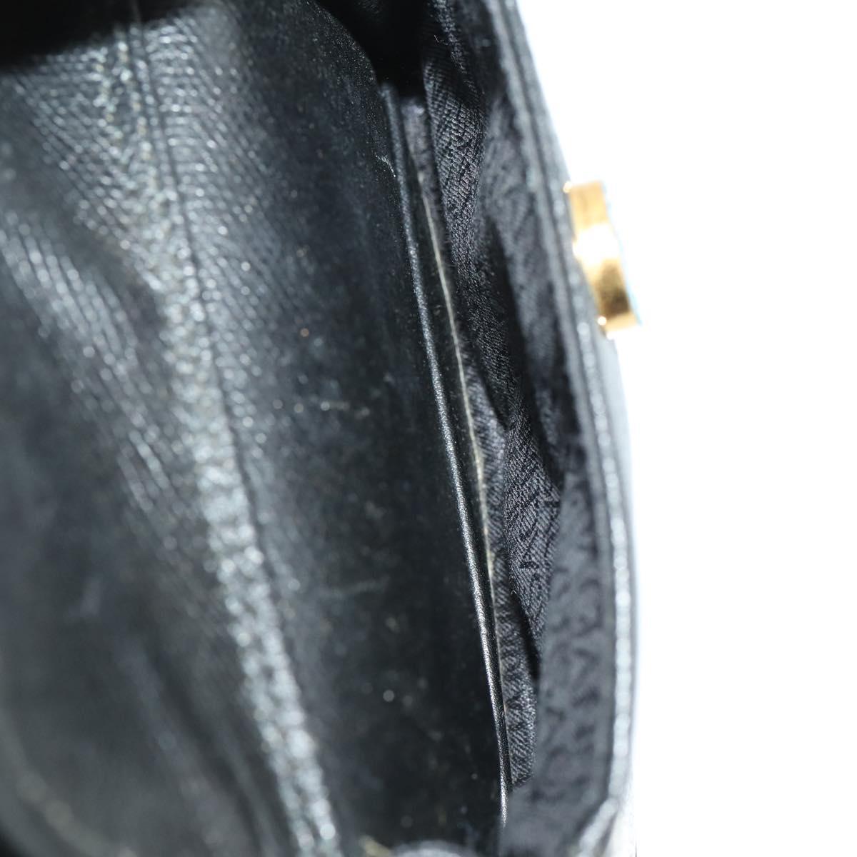 Gianni Versace Backpack Leather Black Gold Auth BA10433