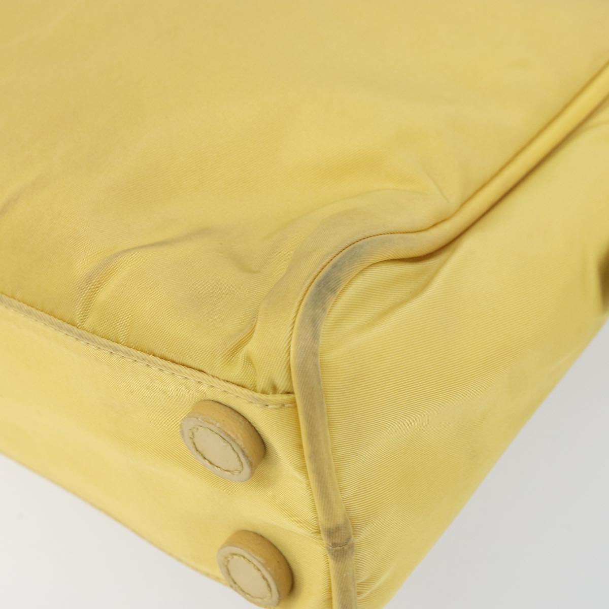 PRADA Hand Bag Nylon Yellow Silver Auth BA10435