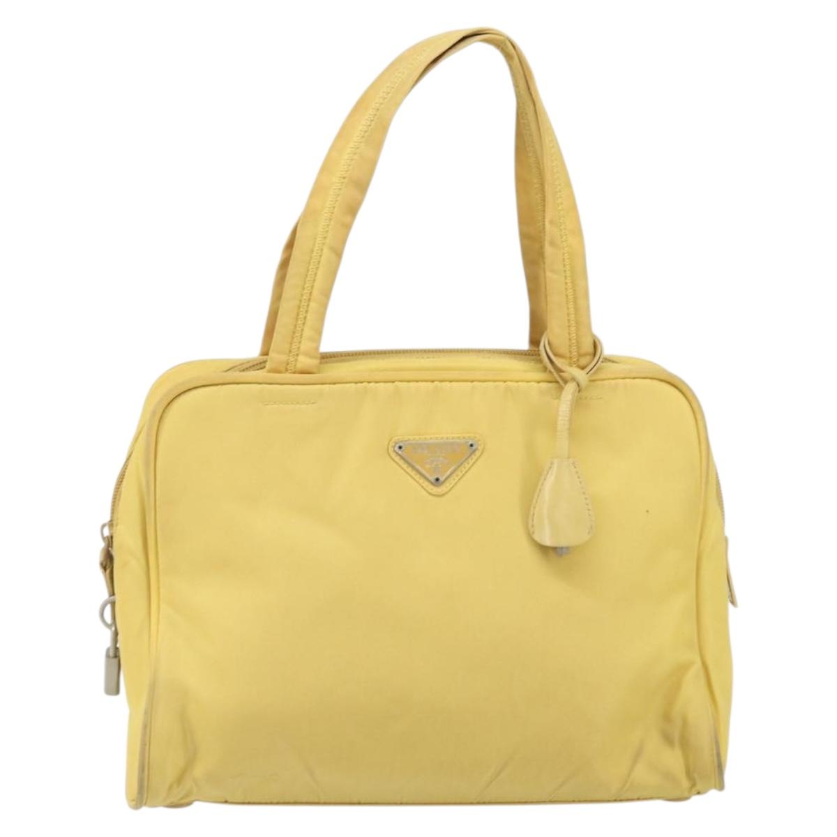 PRADA Hand Bag Nylon Yellow Silver Auth BA10435