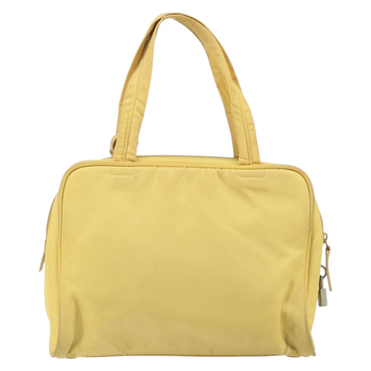PRADA Hand Bag Nylon Yellow Silver Auth BA10435