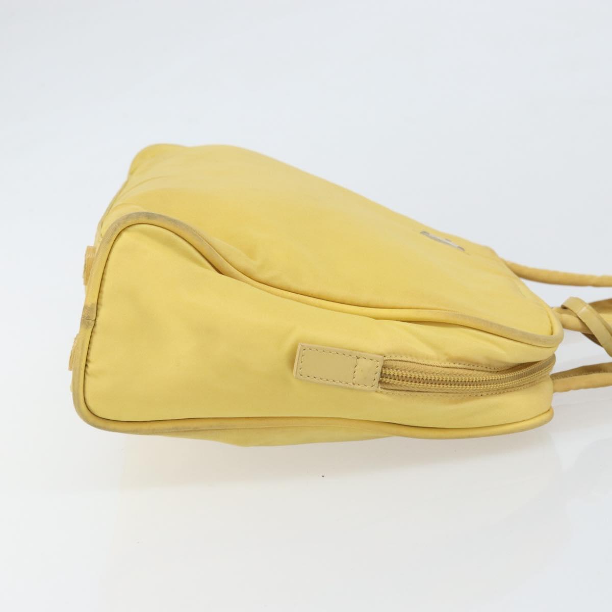 PRADA Hand Bag Nylon Yellow Silver Auth BA10435