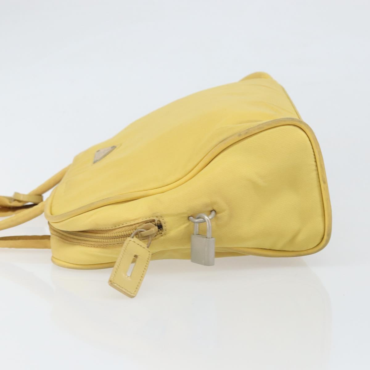 PRADA Hand Bag Nylon Yellow Silver Auth BA10435