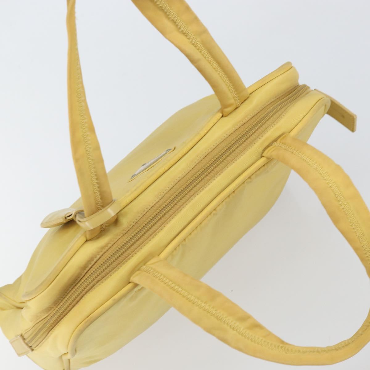 PRADA Hand Bag Nylon Yellow Silver Auth BA10435