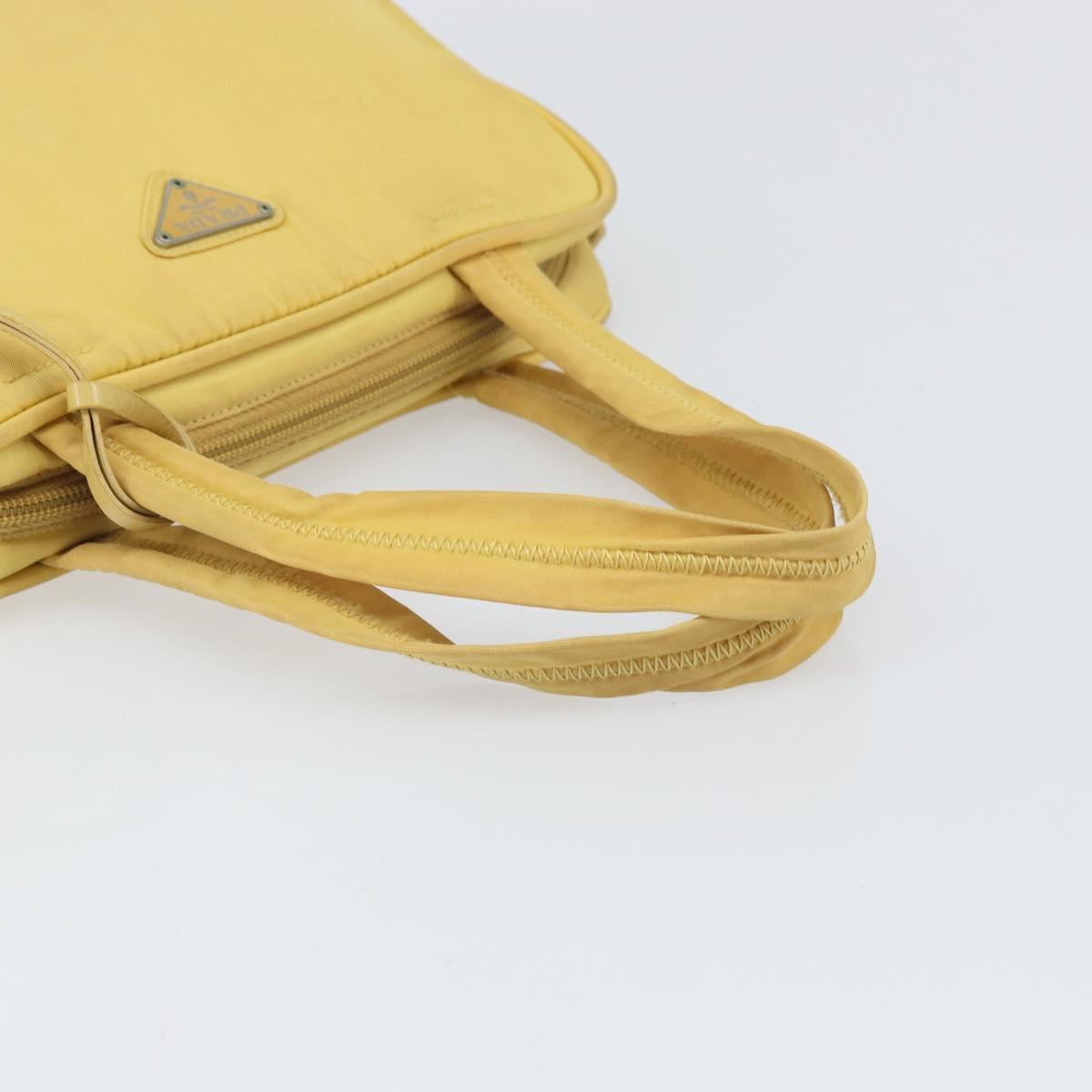 PRADA Hand Bag Nylon Yellow Silver Auth BA10435