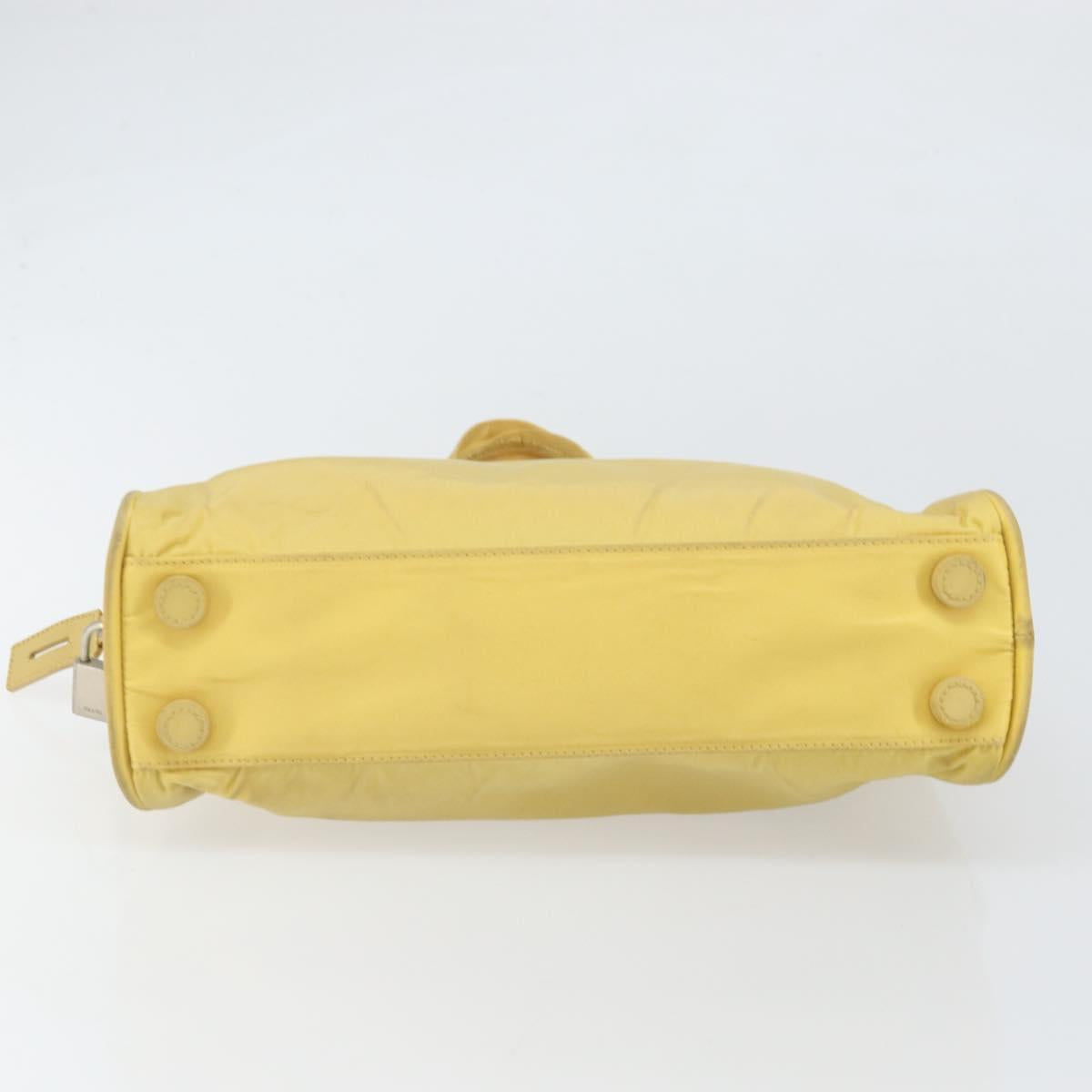PRADA Hand Bag Nylon Yellow Silver Auth BA10435