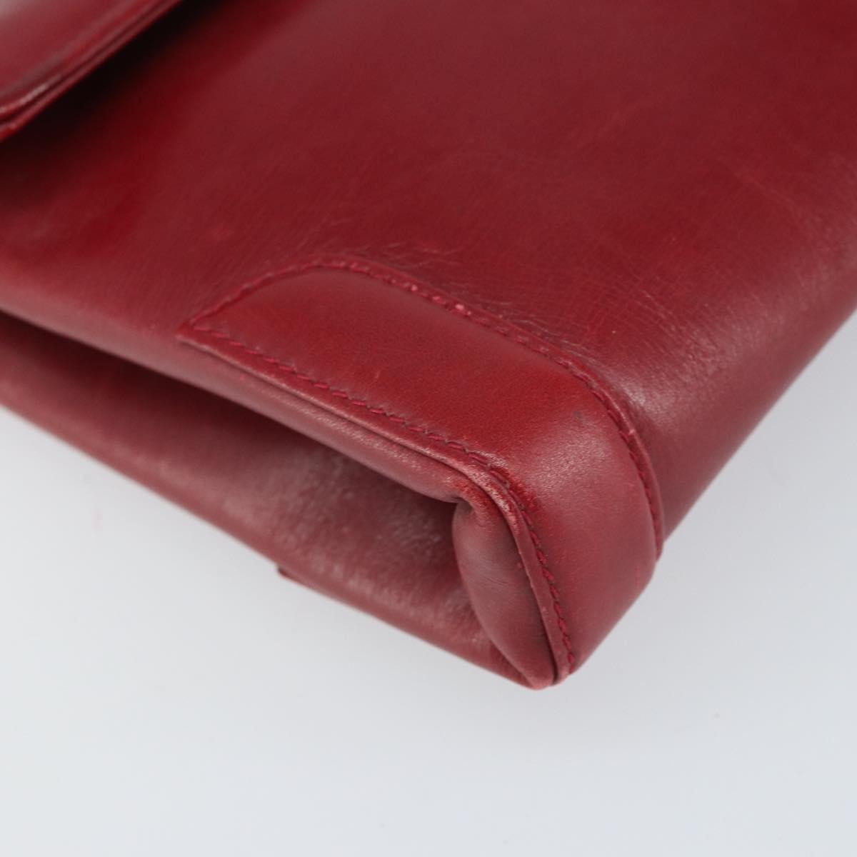 GUCCI Shoulder Bag Leather Red Gold Auth BA10436