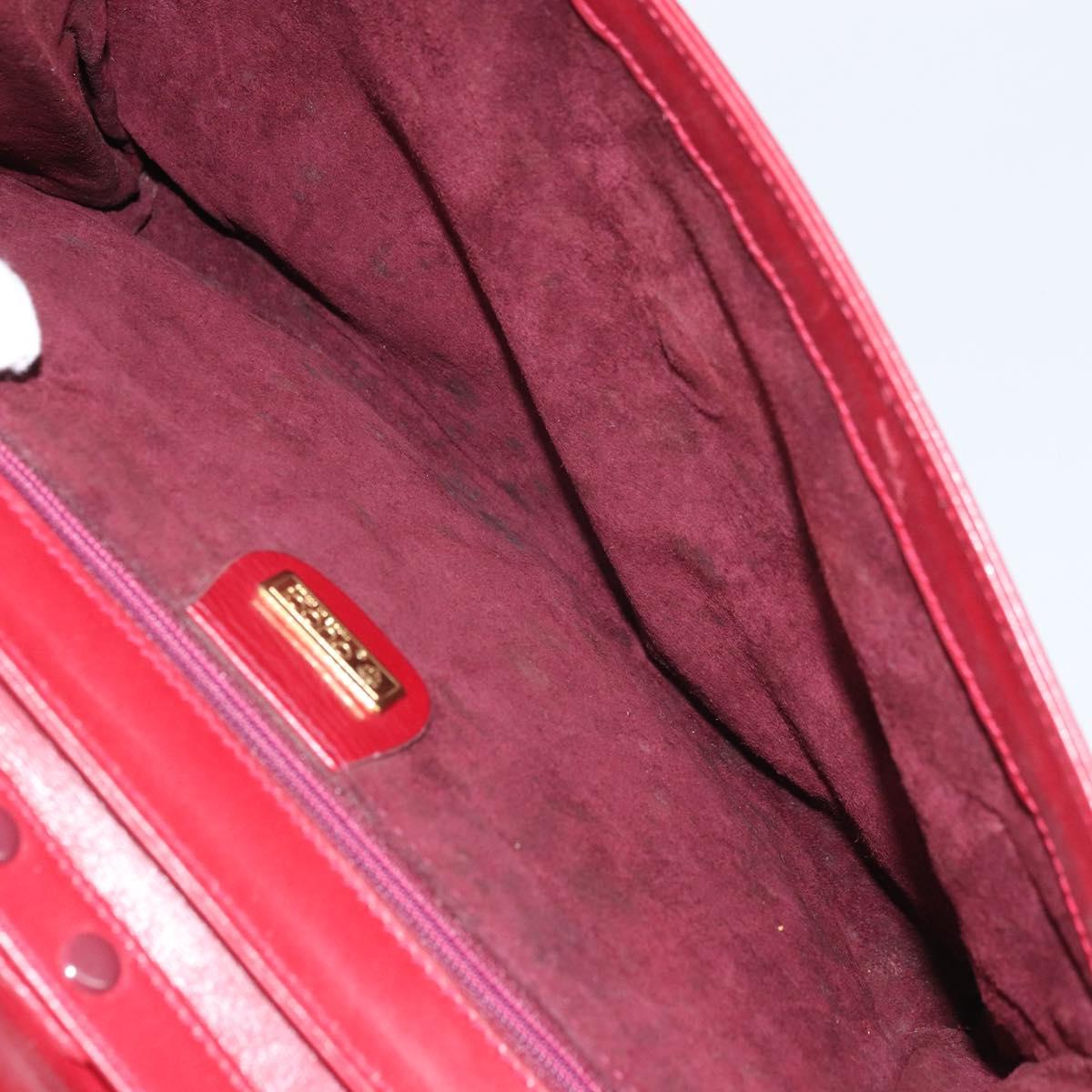 GUCCI Shoulder Bag Leather Red Gold Auth BA10436