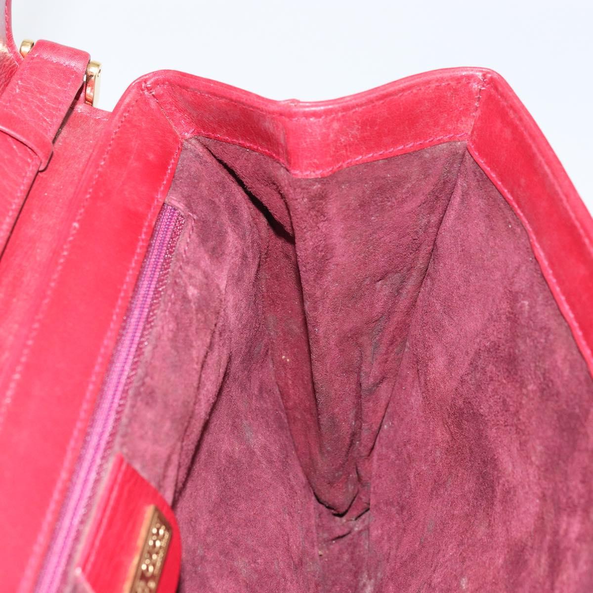 GUCCI Shoulder Bag Leather Red Gold Auth BA10436