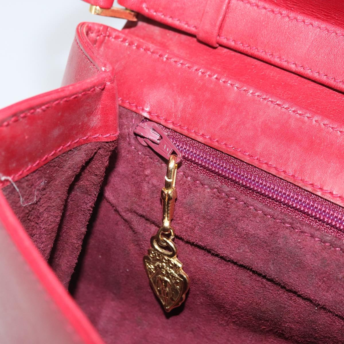 GUCCI Shoulder Bag Leather Red Gold Auth BA10436