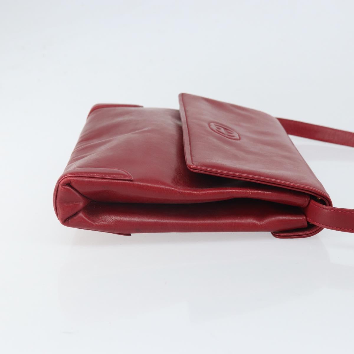 GUCCI Shoulder Bag Leather Red Gold Auth BA10436