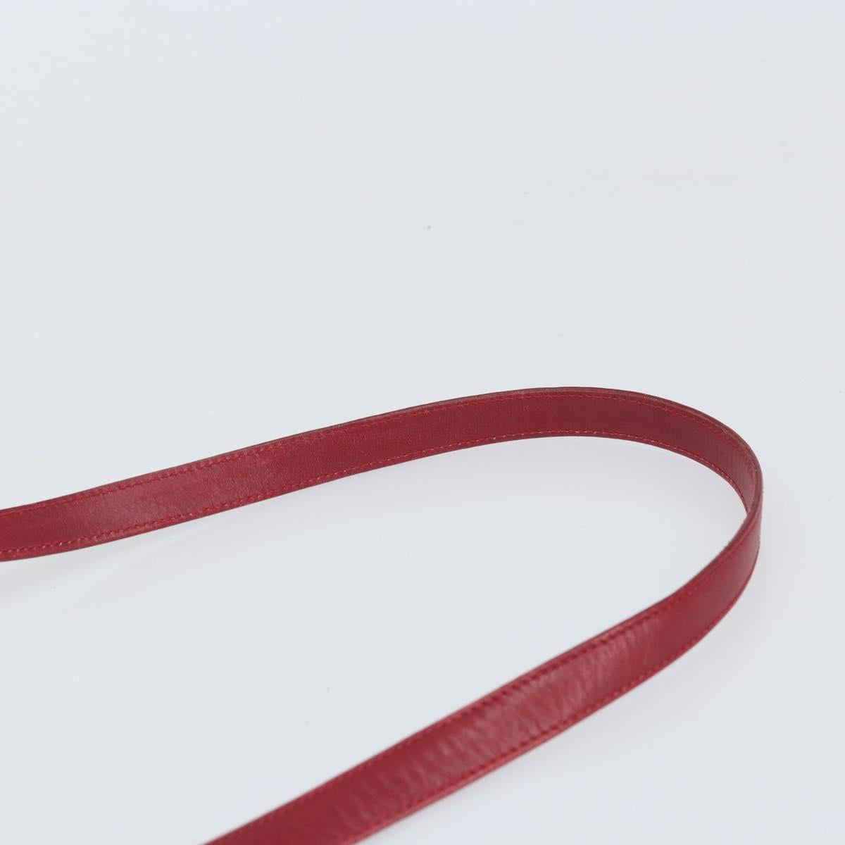 GUCCI Shoulder Bag Leather Red Gold Auth BA10436