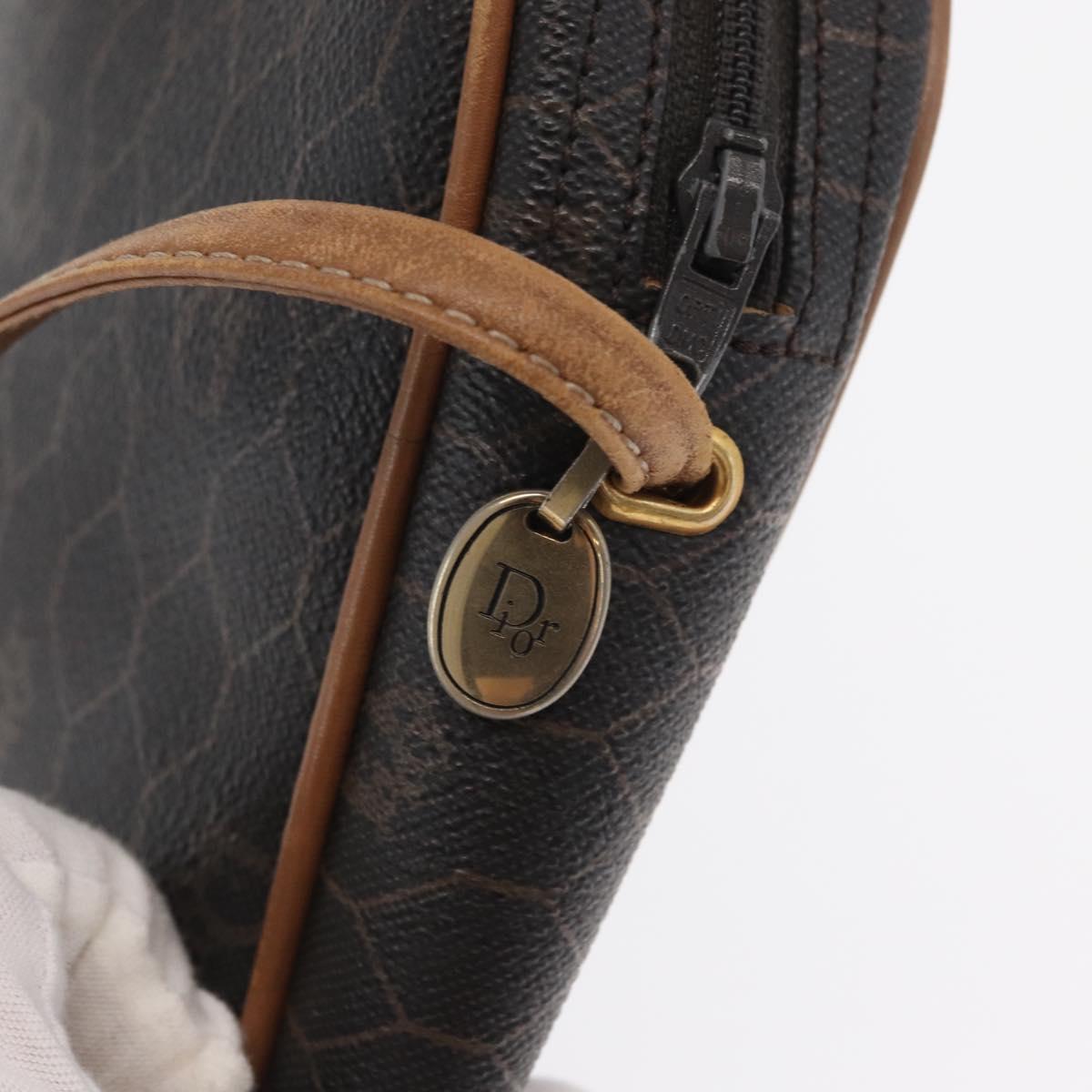 Christian Dior Honeycomb Canvas Shoulder Bag PVC Black Gold Auth BA10437