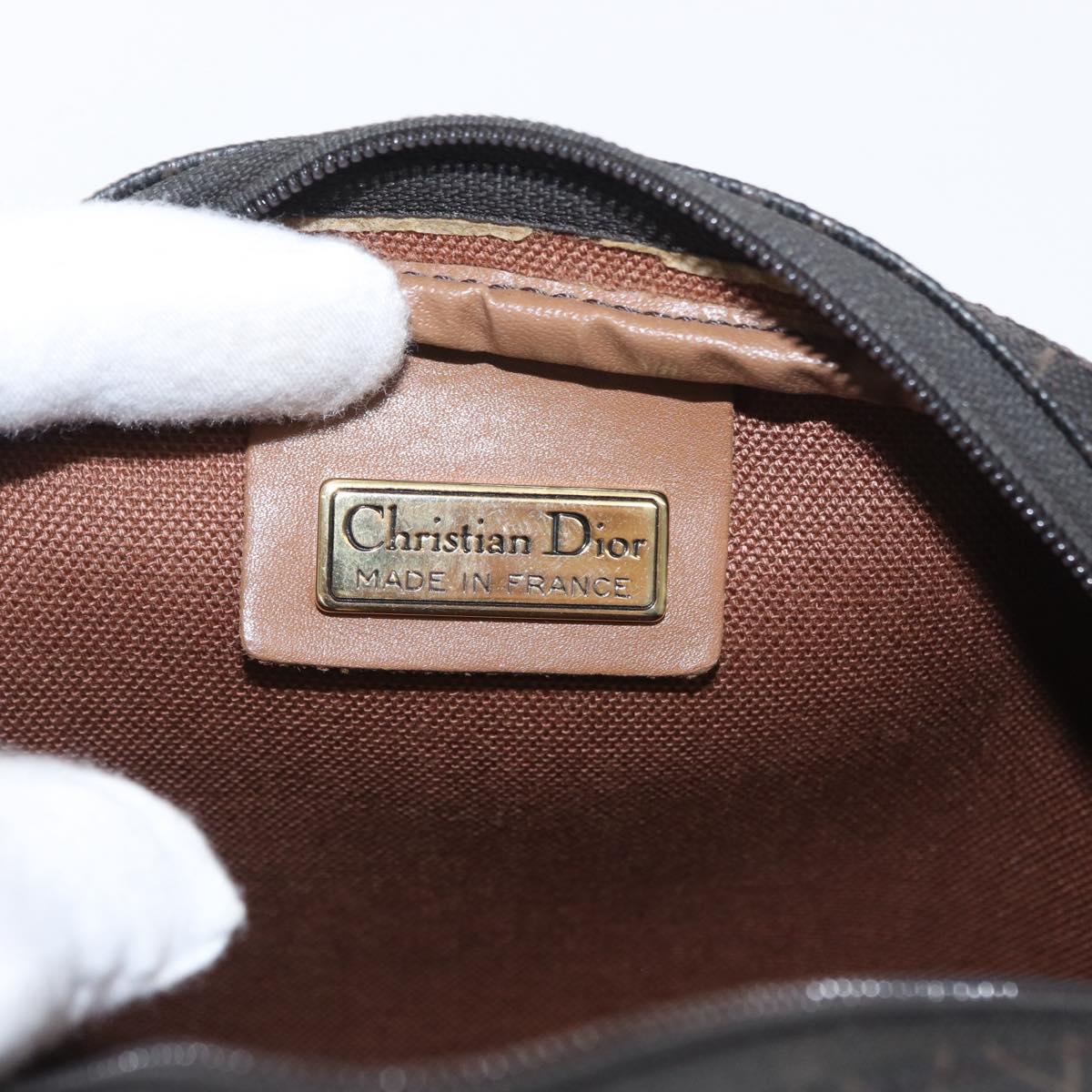 Christian Dior Honeycomb Canvas Shoulder Bag PVC Black Gold Auth BA10437