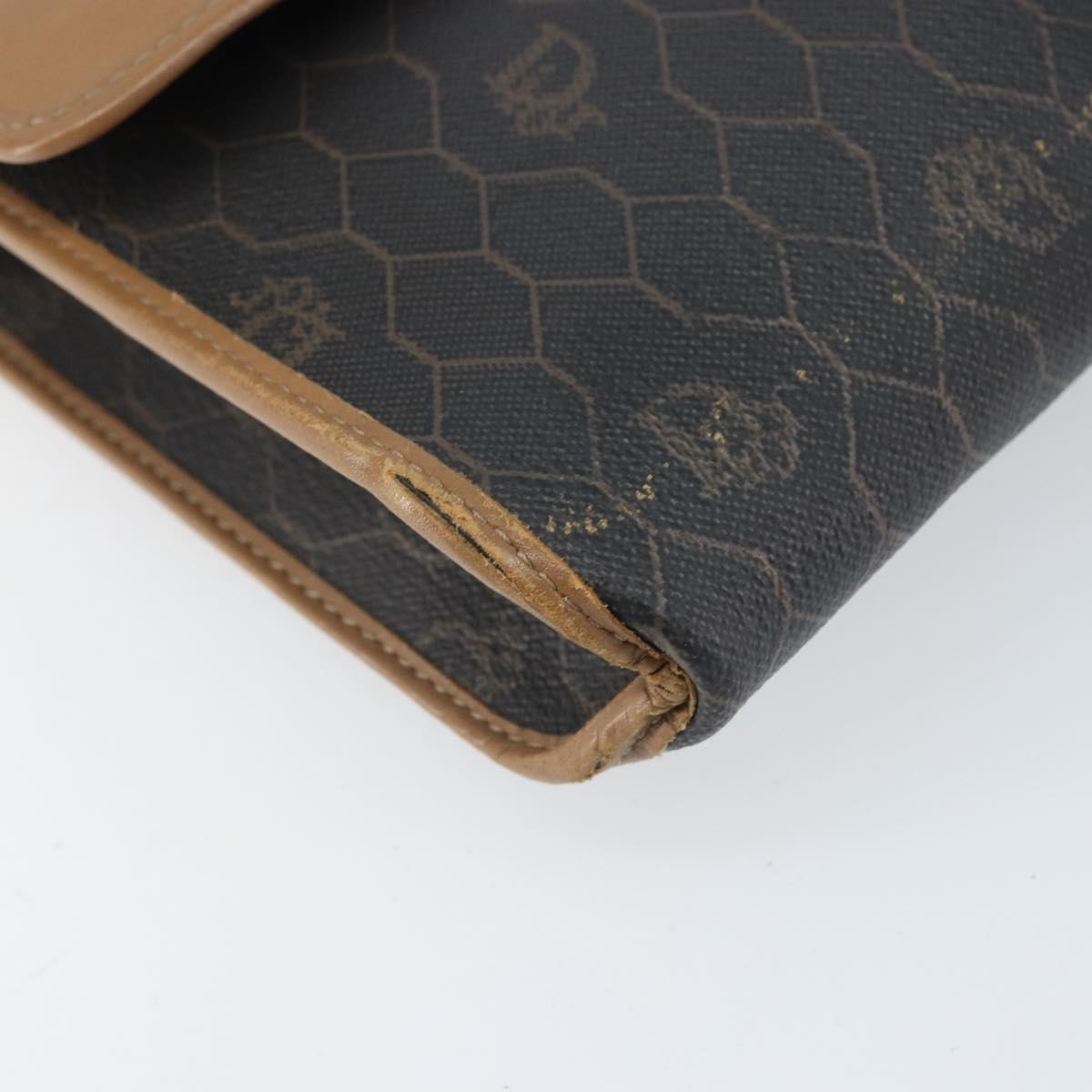 Christian Dior Honeycomb Canvas Shoulder Bag PVC Black Gold Auth BA10438