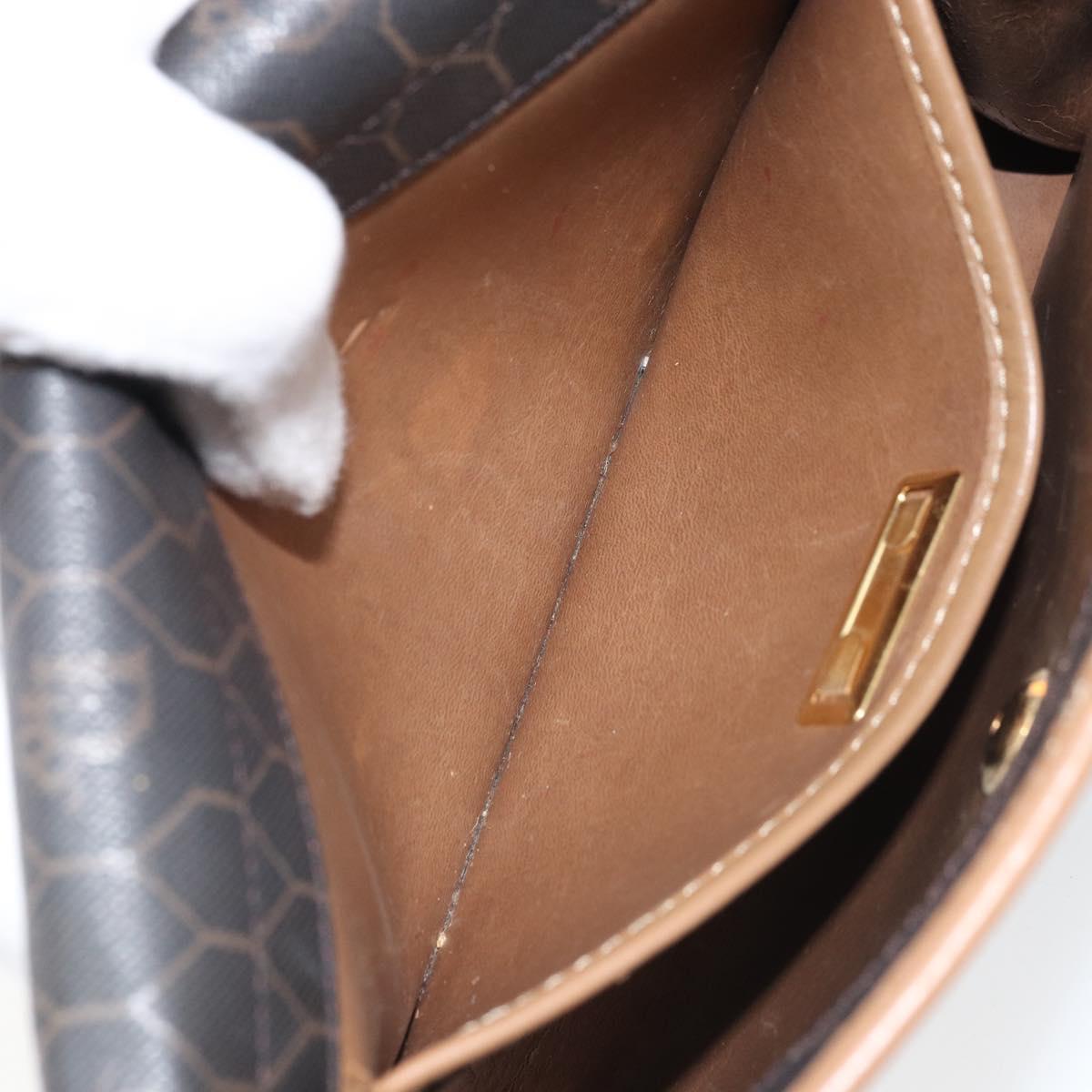 Christian Dior Honeycomb Canvas Shoulder Bag PVC Black Gold Auth BA10438