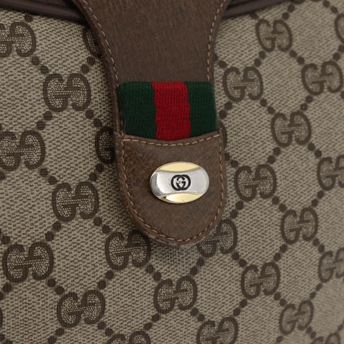GUCCI GG Supreme Web Sherry Line Bag PVC Beige Gold 10 02 056 Auth BA10446