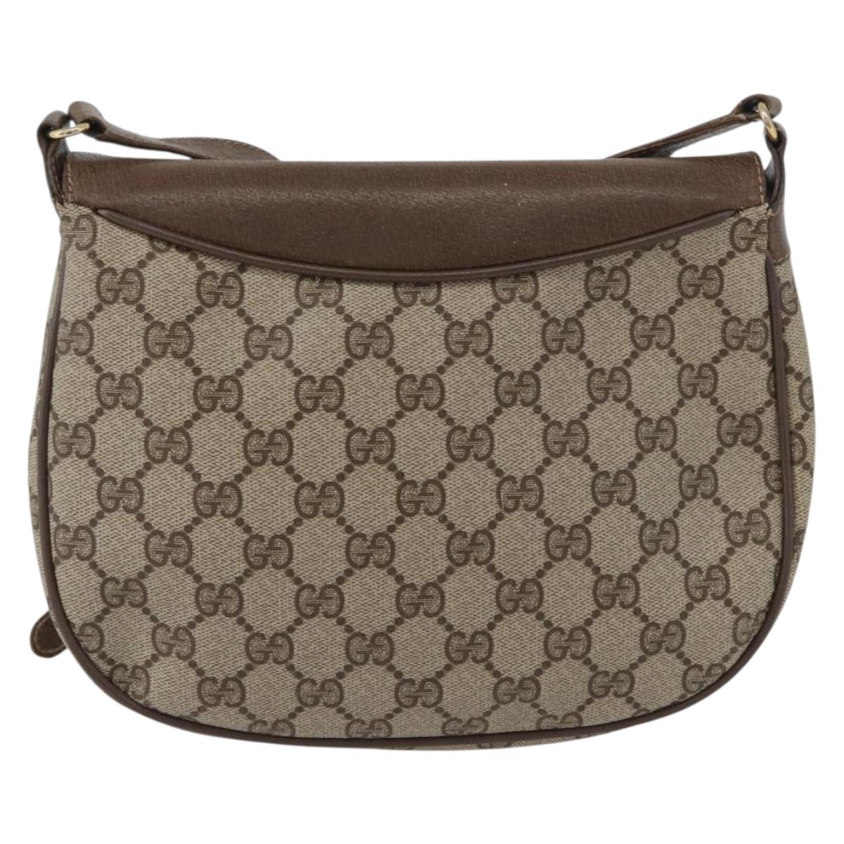 GUCCI GG Supreme Web Sherry Line Bag PVC Beige Gold 10 02 056 Auth BA10446
