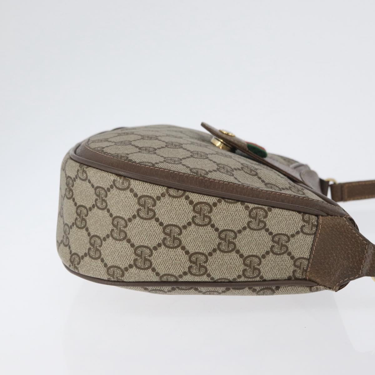 GUCCI GG Supreme Web Sherry Line Bag PVC Beige Gold 10 02 056 Auth BA10446