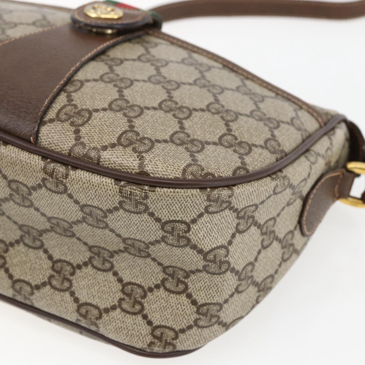 GUCCI GG Supreme Web Sherry Line Bag PVC Beige Gold 89 02 032 Auth BA10447