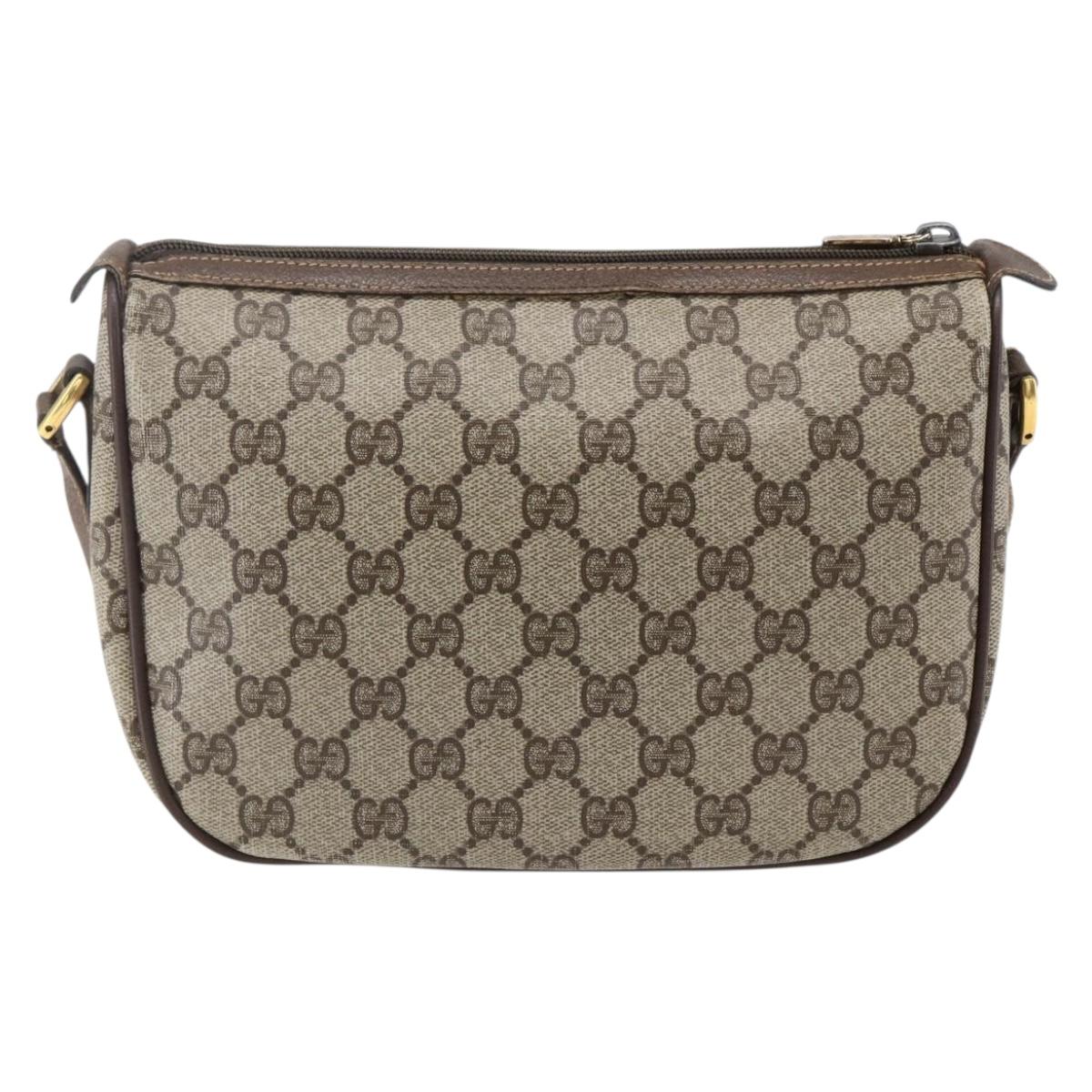 GUCCI GG Supreme Web Sherry Line Bag PVC Beige Gold 89 02 032 Auth BA10447