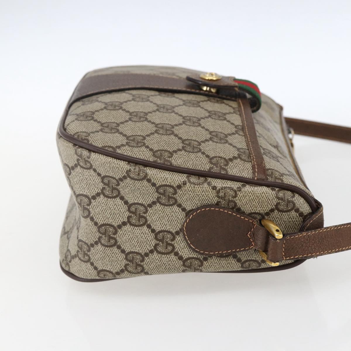 GUCCI GG Supreme Web Sherry Line Bag PVC Beige Gold 89 02 032 Auth BA10447