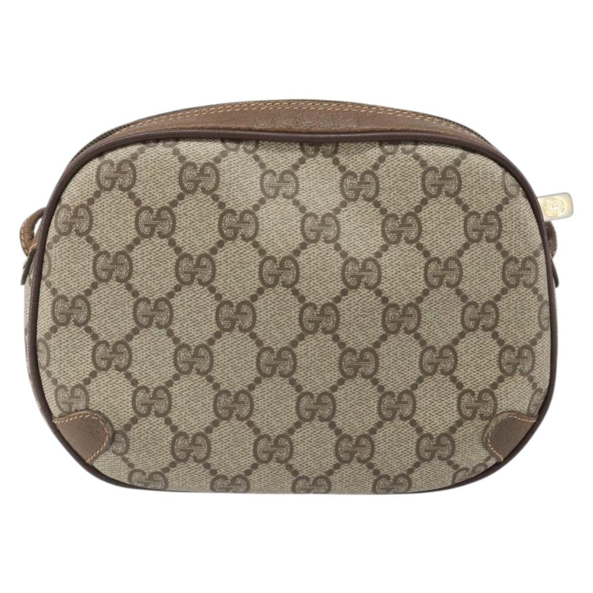 GUCCI GG Supreme Web Sherry Line Bag PVC Beige Gold 89 02 066 Auth BA10448