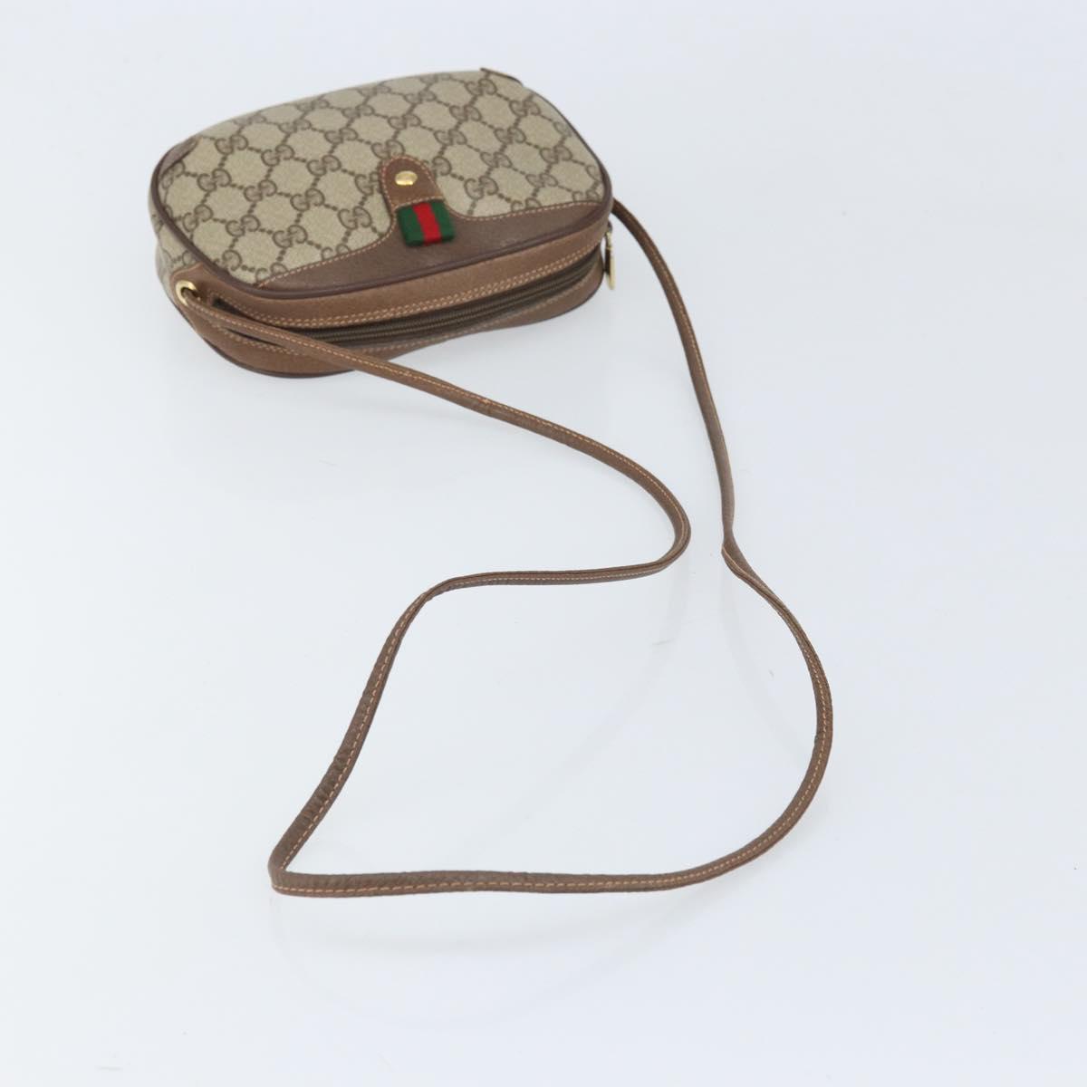 GUCCI GG Supreme Web Sherry Line Bag PVC Beige Gold 89 02 066 Auth BA10448