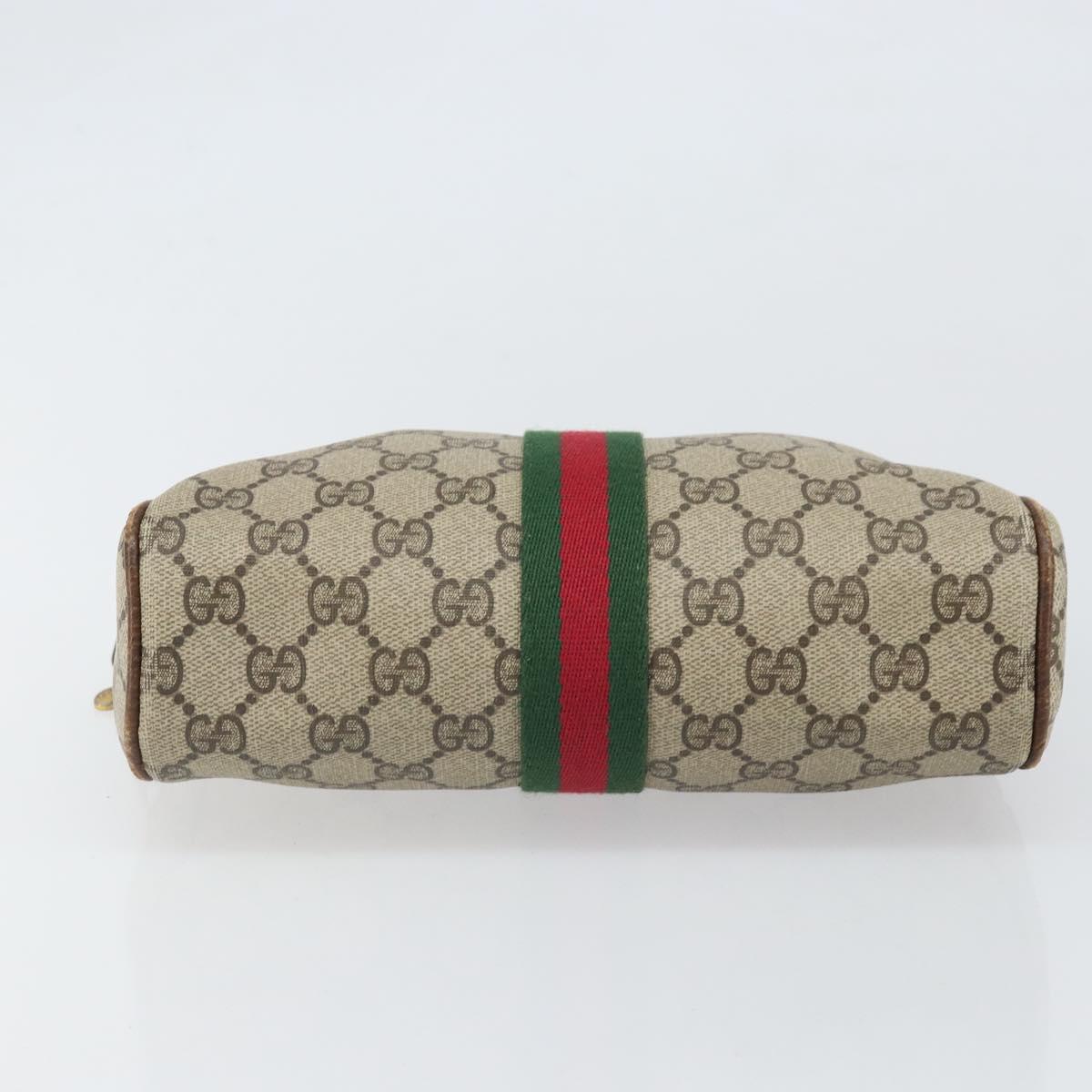 GUCCI GG Supreme Web Sherry Line Clutch Bag PVC Beige Gold Auth BA10450