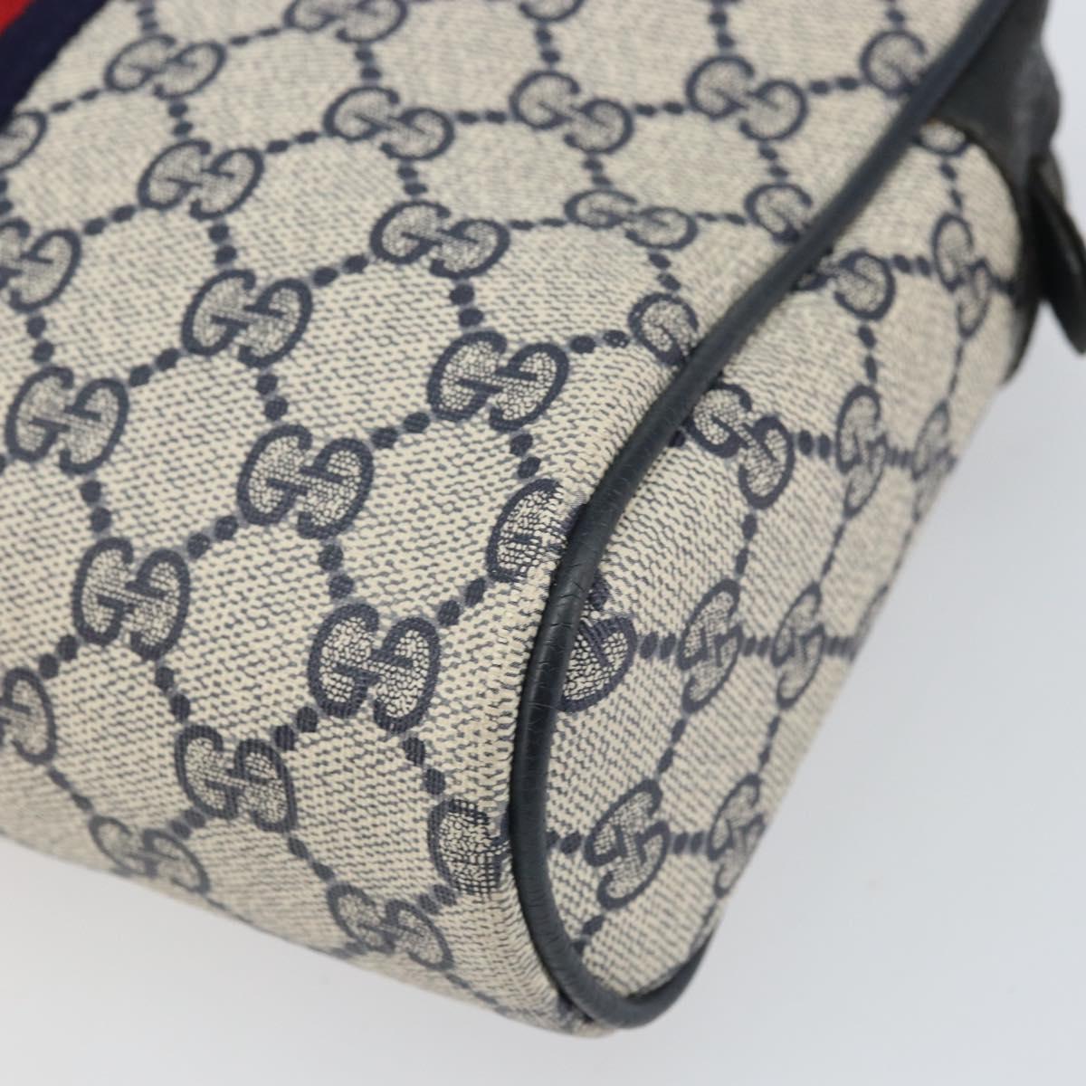 GUCCI GG Supreme Sherry Line Clutch Bag PVC Navy Gold 56 01 012 Auth BA10451