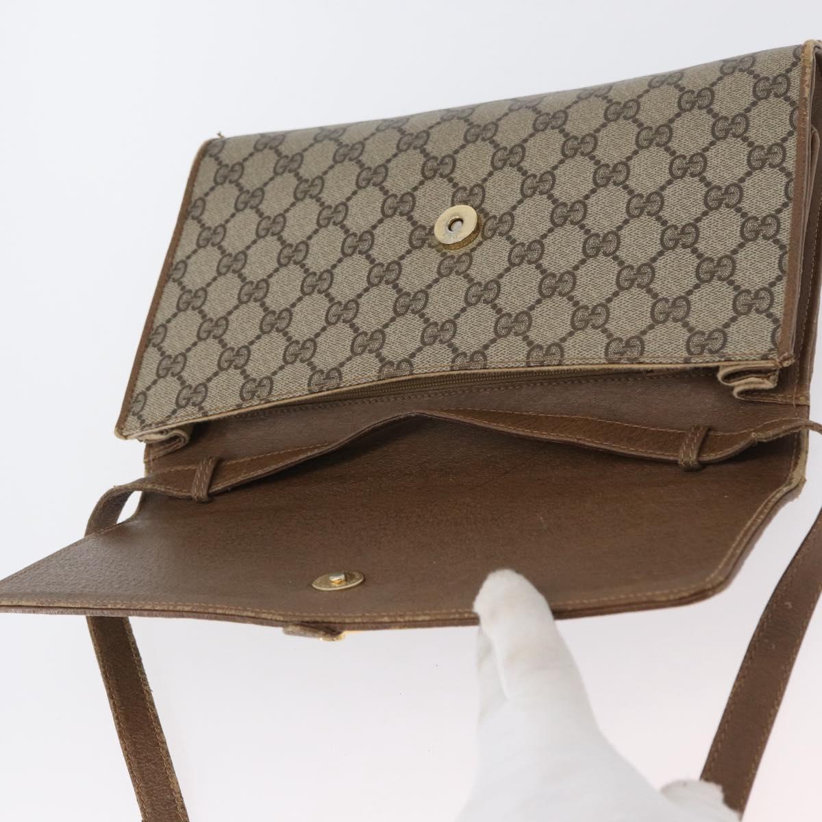GUCCI GG Supreme Shoulder Bag PVC Beige Gold 904 02 050 Auth BA10453