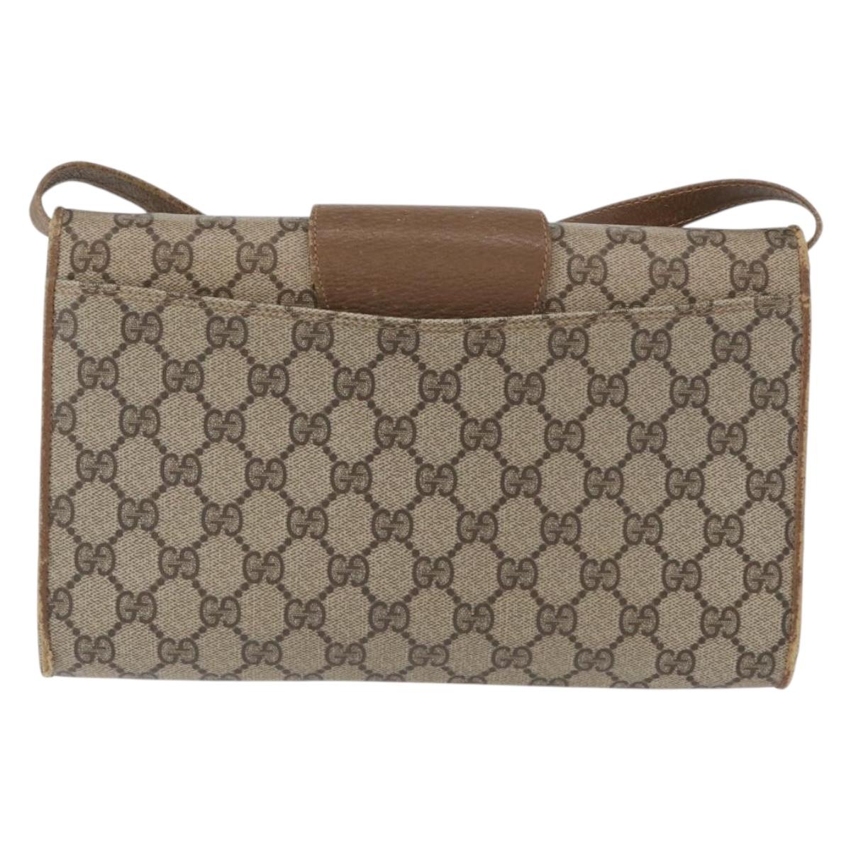 GUCCI GG Supreme Shoulder Bag PVC Beige Gold 904 02 050 Auth BA10453
