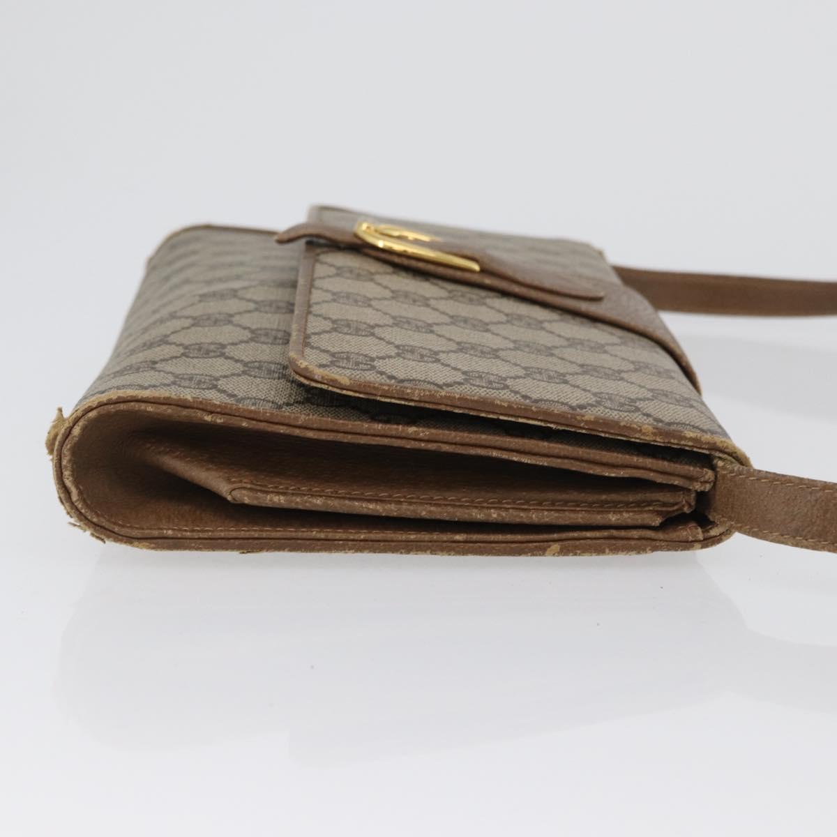GUCCI GG Supreme Shoulder Bag PVC Beige Gold 904 02 050 Auth BA10453