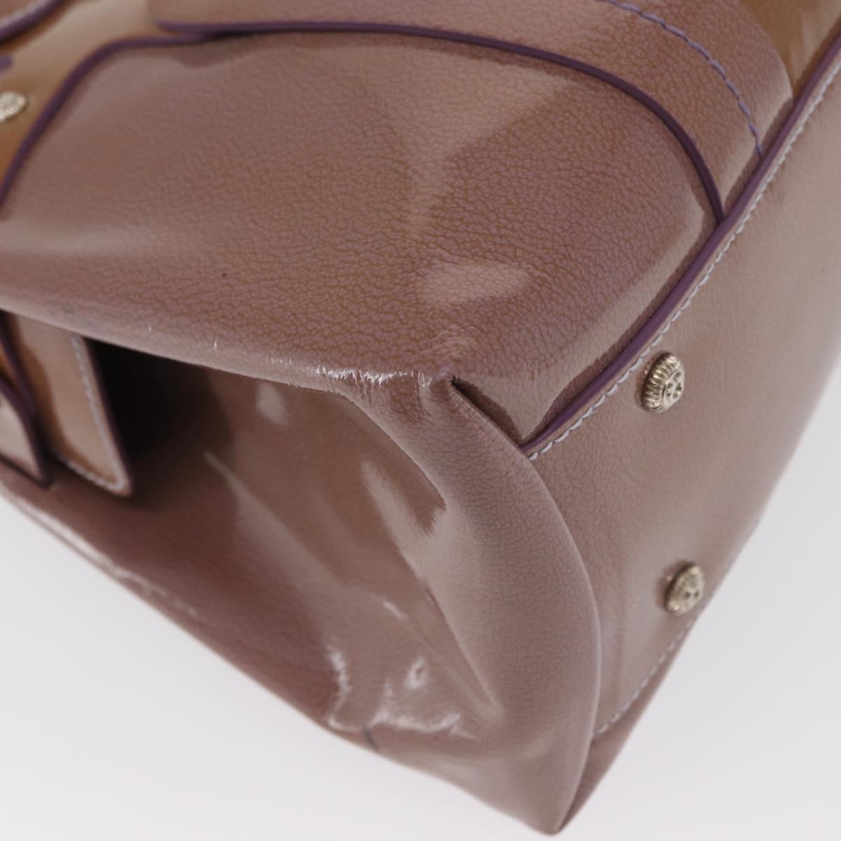 Salvatore Ferragamo Hand Bag Patent leather Purple Silver Auth BA10471