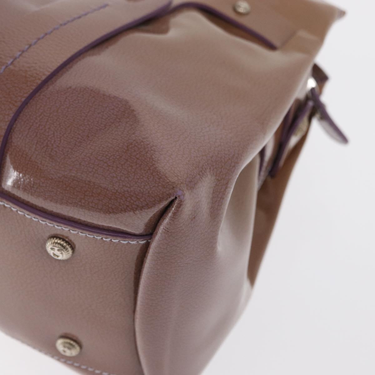 Salvatore Ferragamo Hand Bag Patent leather Purple Silver Auth BA10471