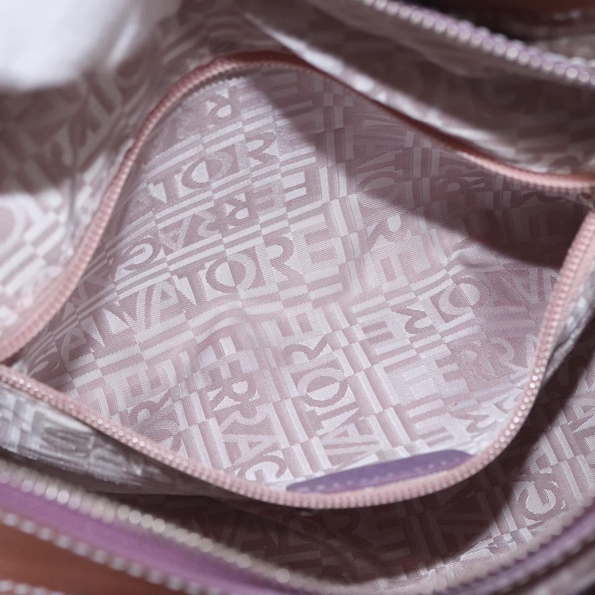 Salvatore Ferragamo Hand Bag Patent leather Purple Silver Auth BA10471