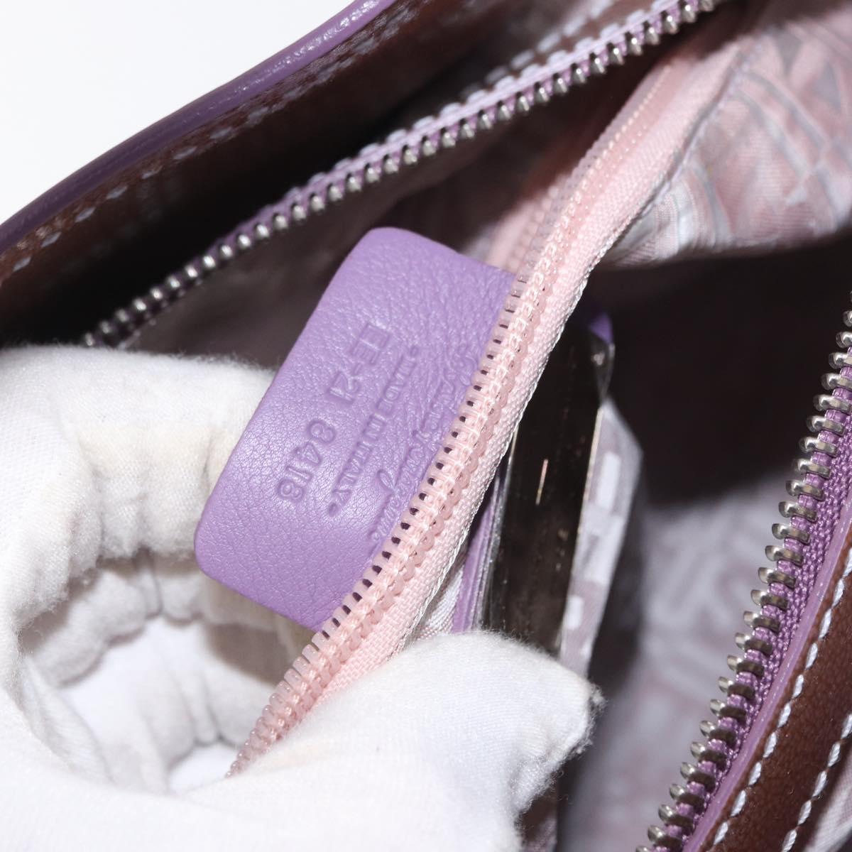 Salvatore Ferragamo Hand Bag Patent leather Purple Silver Auth BA10471
