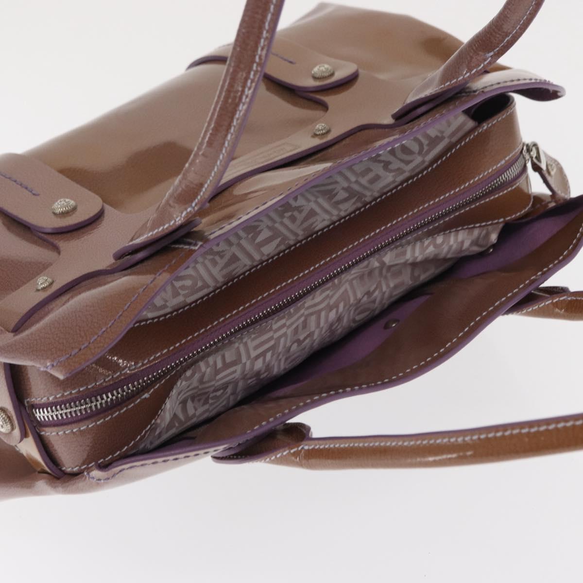 Salvatore Ferragamo Hand Bag Patent leather Purple Silver Auth BA10471