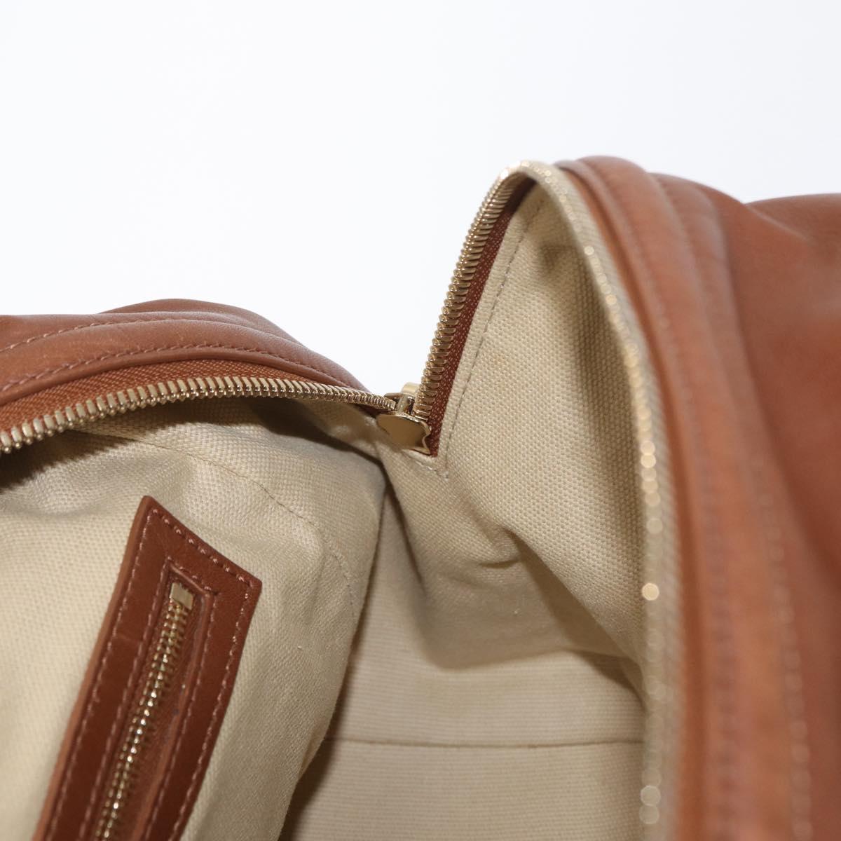 Jimmy Choo Hand Bag Leather Brown Gold Auth BA10473