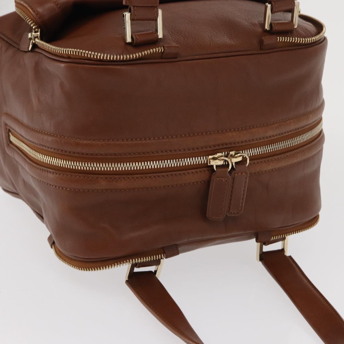 Jimmy Choo Hand Bag Leather Brown Gold Auth BA10473