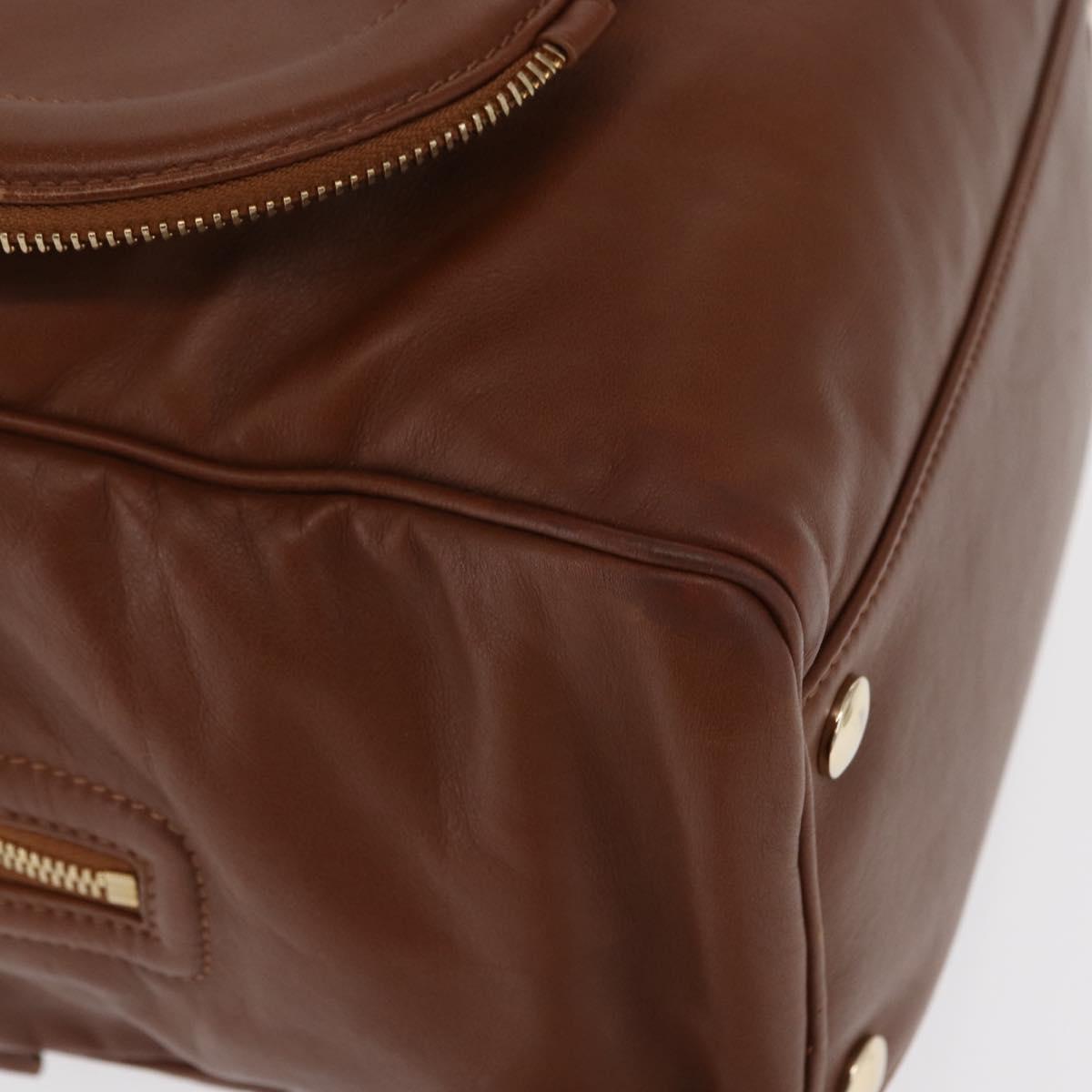 Jimmy Choo Hand Bag Leather Brown Gold Auth BA10473