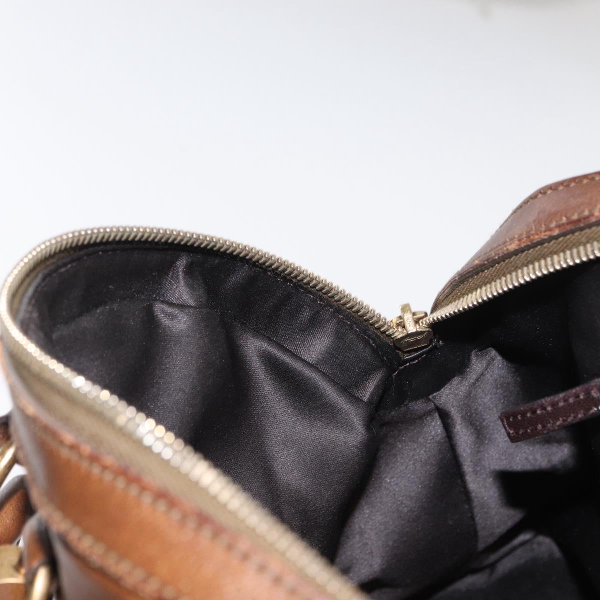 SAINT LAURENT Hand Bag Leather Brown Gold 156465 Auth BA10476