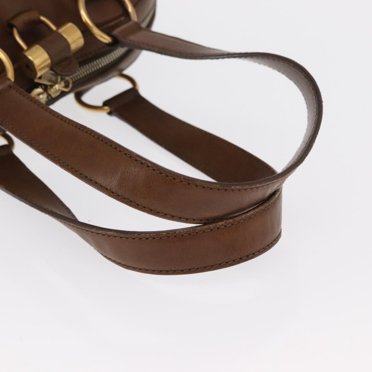 SAINT LAURENT Hand Bag Leather Brown Gold 156465 Auth BA10476