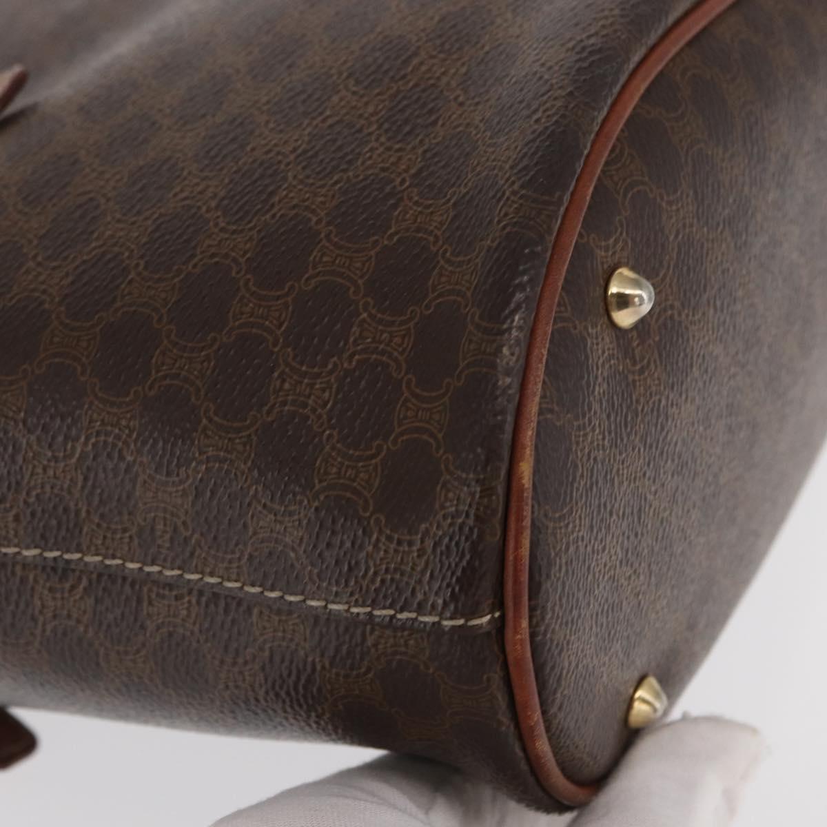 CELINE Macadam Canvas Tote Bag PVC Leather Brown Gold Auth BA10478