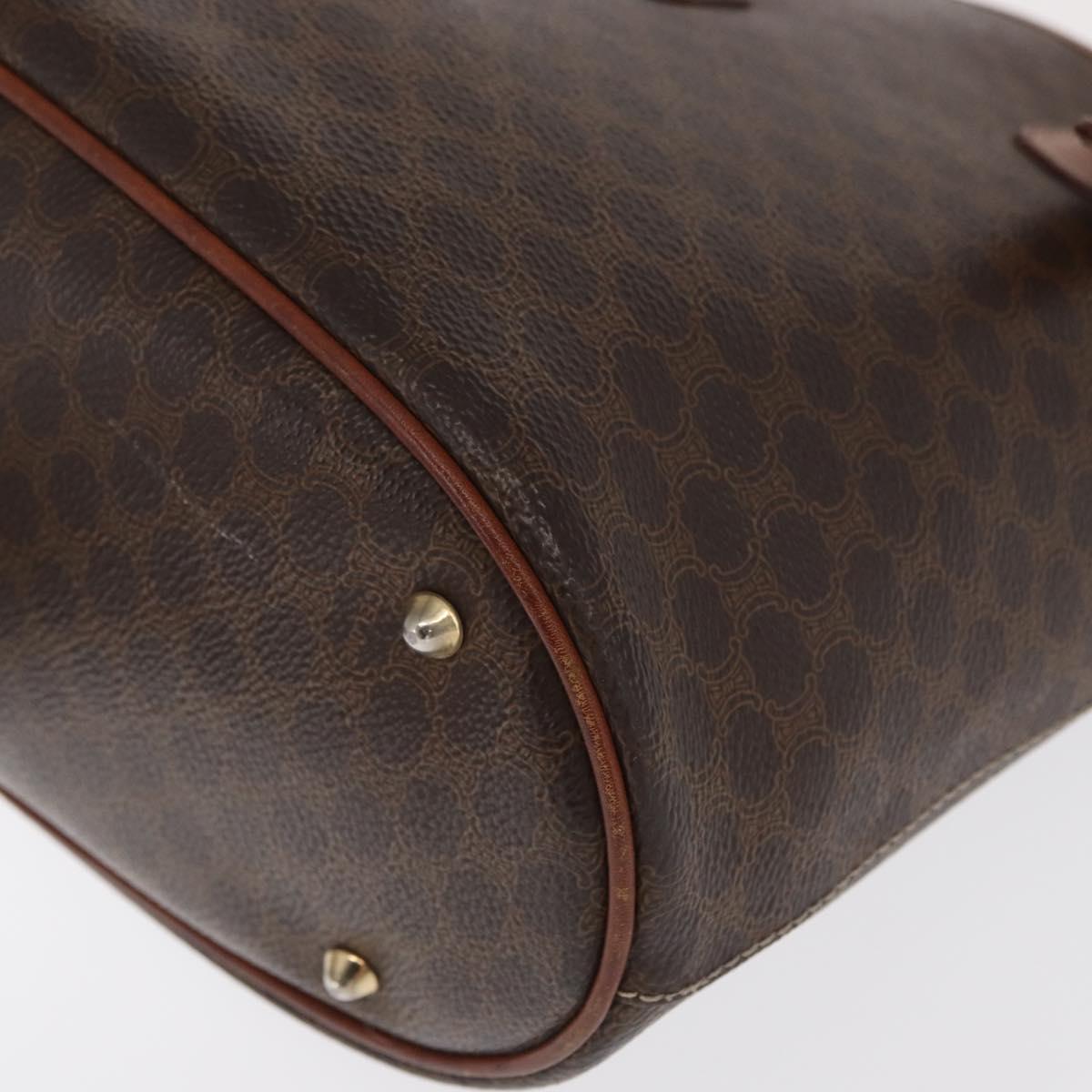CELINE Macadam Canvas Tote Bag PVC Leather Brown Gold Auth BA10478