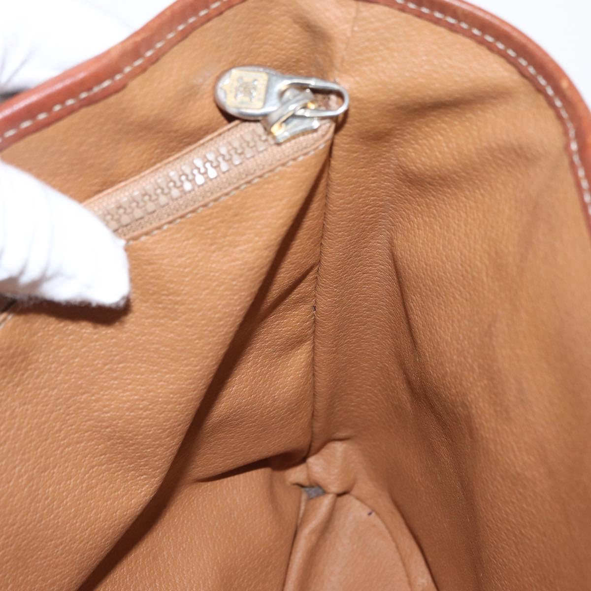 CELINE Macadam Canvas Tote Bag PVC Leather Brown Gold Auth BA10478