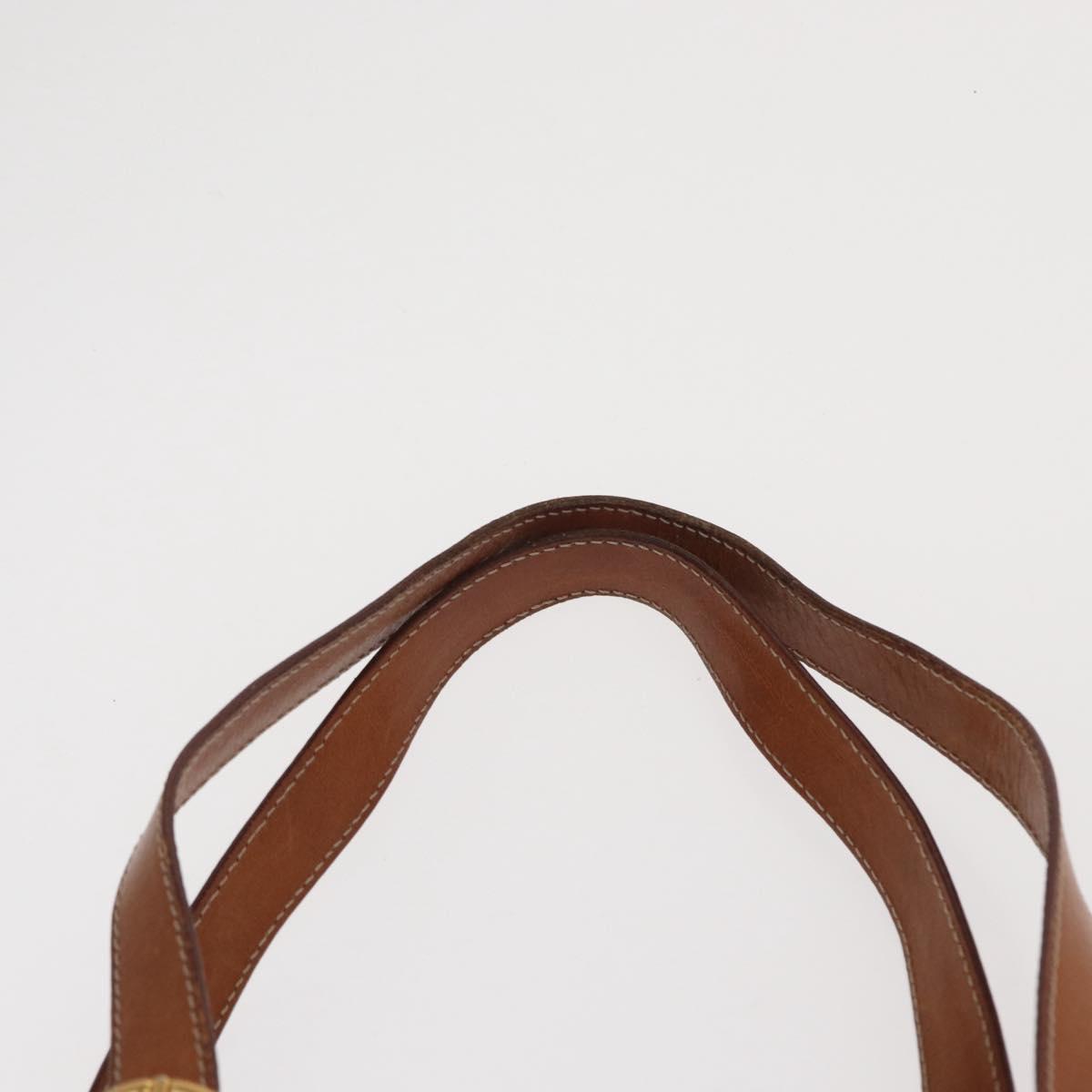 CELINE Macadam Canvas Tote Bag PVC Leather Brown Gold Auth BA10478